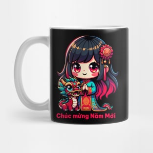 Vietnamese New Year Girl & Red Dragon Mug